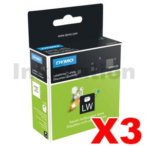 3 x Dymo SD30332 / S0929120 Genuine White Label Roll 25mm x 25mm  - 750 labels per roll