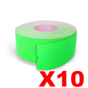 10 Rolls Fluorescent Green Price Labels 21x12mm for Single Line Pricing Guns