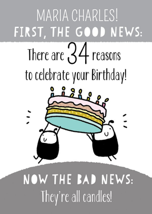 Fun Illustrative Birthday Cake Birthday Card