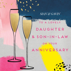 Moonpig Pigment Abstract Colour Champagne Daughter & Son-In-Law Anniversary Card