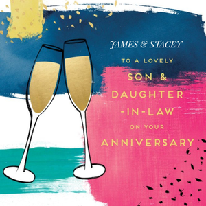 Moonpig Pigment Abstract Colour Champagne Son & Daughter-In-Law Anniversary Card