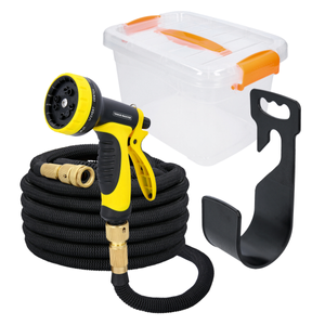TOUGH MASTER Expandable Garden Hose Pipe 100FT, 3-Layer Latex, 10 Spray Settings, comes with Storage box | TM-EHP110