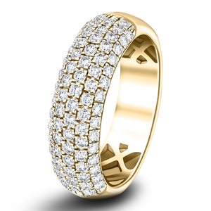 77 Stone Pave Diamond Half Eternity Ring 1.00ct G/SI 18k Yellow Gold