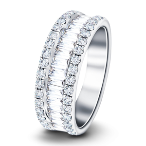 Fancy Diamond Half Eternity Ring 0.90ct G/SI Platinum 6.0mm