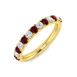 Ruby & Diamond Half Eternity Ring 0.60ct in 18k Yellow Gold