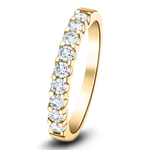 15 Stone Half Eternity Ring 0.50ct G/SI Diamonds in 18k Yellow Gold 2.3mm