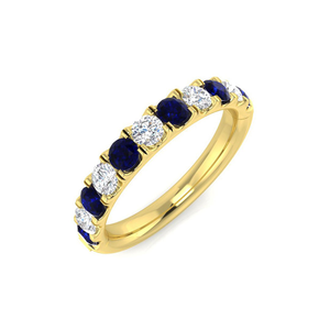 Blue Sapphire & Diamond Half Eternity Ring 1.25ct in 18k Yellow Gold
