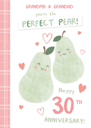 Millicent Venton Illustrated 30th Anniversary Cute Pear Card
