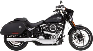 Rinehart Racing 4 Inch Muffler Slip-On In Chrome With Chrome End Caps For 2018-2024 Softail Sport Glides (500-1230C)