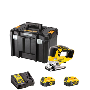 DeWalt DCS334P2-GB Cordless 18V XR Brushless Top Handle Jigsaw With 2x5Ah Batts, Charger And Carry Case Set