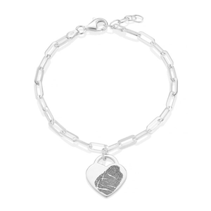 Silver Oval Clasp Fingerprint Bracelet