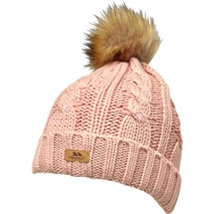 Trespass Womens Lillia Knitted Bobble Hat Antique Rose