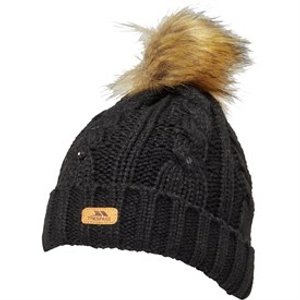 Trespass Womens Lillia Knitted Bobble Hat Black