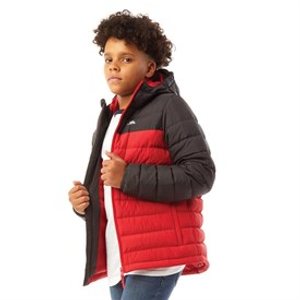 Trespass Junior Boys Oskar Padded Hooded Jacket Red/Dark Grey