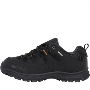 Trespass Mens Finley Low Waterproof Walking Shoes Black/Golden Brown
