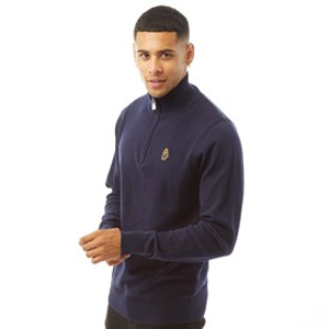 LUKE 1977 Mens Pretender 1/4 Zip Knitted Jumper Navy