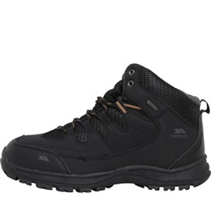 Trespass Mens Finley Mid Waterproof Walking Boots Black/Golden Brown