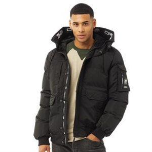 Crosshatch Mens Milwaka Fur Lined Hooded Jacket Black