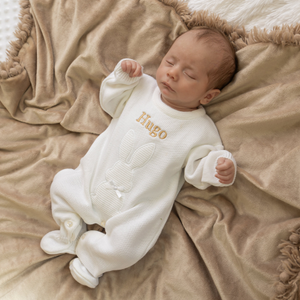 White Unisex Bunny Knitted Onesie