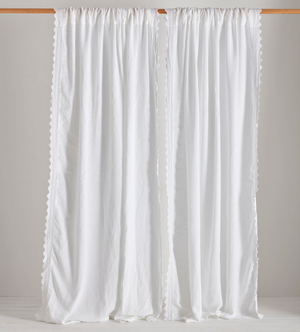 White Violet 100% Linen Loop Top Curtain (Single)