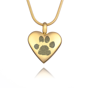 Gold Urn Paw Print Necklace