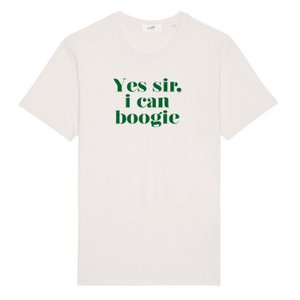 Yes Sir I Can Boogie Oversized Retro Slogan T-Shirt - Vintage White (L)