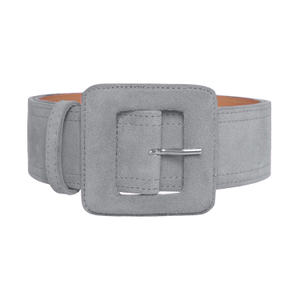Suede Square Buckle Belt - Grey (M)
