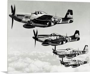 North American P-51s in formation, 375th Fighter Squadron, 361st Fighter Group, England