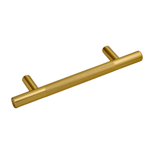 Kensington Knurled T-Bar Cabinet & Drawer Handle - Brushed Brass (Gold) - 96mm - Elite Knobs & Handles
