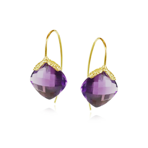 Amethyst Diya Drop Earrings