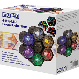 FXLAB 6 Way Multi-Coloured LED Crystal Disco/Party Lighting Effect