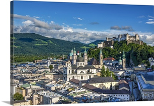 View over the old town and Hohensalzburg Castle, Salzburg, Austria
