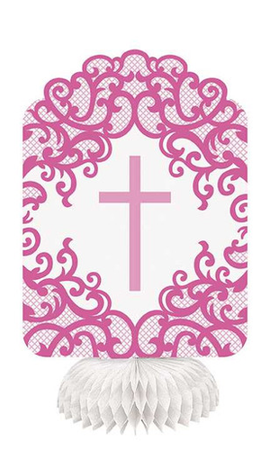 Fancy Pink Cross Honeycomb Decorations
