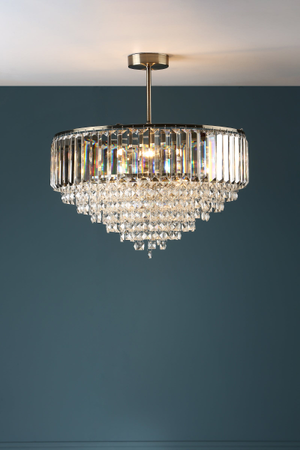 Laura Ashley Vienna 5 Light Semi Flush Crystal and Antique Brass