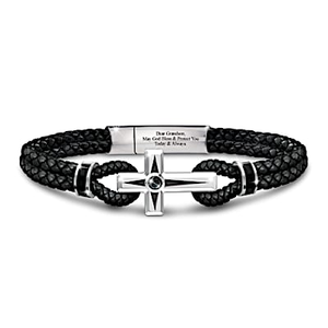 Genuine Black Sapphire Prayer For My Grandson Bracelet