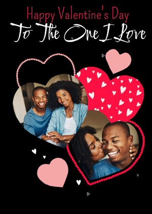 One I love Modern Hearts Photo Upload Valentine's Day Card
