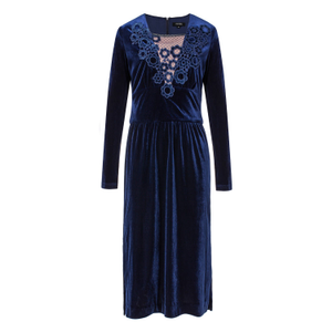 V-Neck With Lacework Velvet Dress (L)