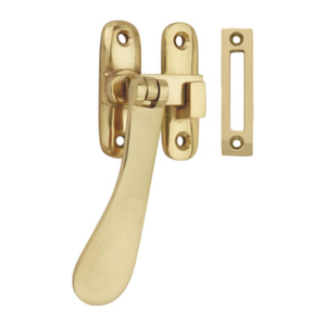 Victorian Casement Reversible Fastener Hook & Mortice Plate Polished Brass