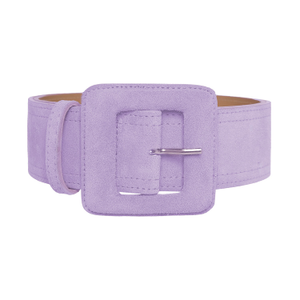 Suede Square Buckle Belt - Lavender (L)