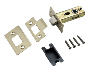 Bolt Through Tubular Latch - 64mm Case - 45mm Backset - Antique Brass - Designer Levers