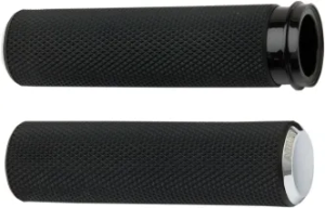 Arlen Ness Knurled Fusion Grips In Chrome For 1974-2022 Harley Davidson Single And Dual Throttle Cable Models (07-324)