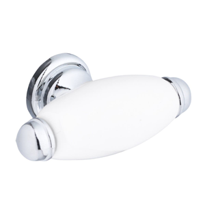Hampstead Porcelain Cabinet/Drawer Knob - 60mm - Polished Chrome/White Porcelain - Elite Knobs & Handles