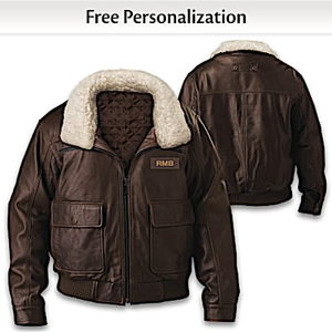 Leather Aviator Personalized Men's Jacket Size Large