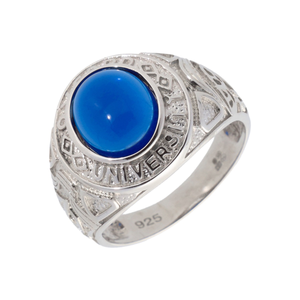 New Sterling Silver Blue Stone Oxford University College Ring