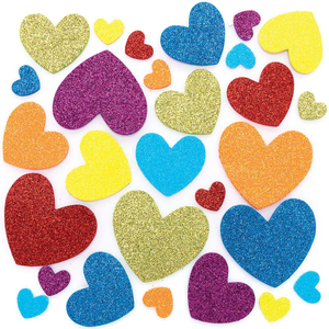 Regenboog hart glitter stickers van foam 