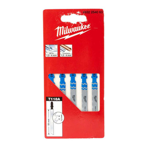 Milwaukee 4932254063 T118A Traditional Metal Jigsaw Blades 55mm x 1.2mm (5 Pack)
