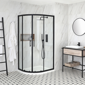 Milano Nero - Black Left Hand Quadrant Shower Enclosure with Tray - 1200mm x 900mm