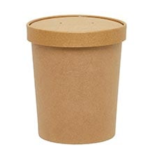 Kraft Soup Containers With Lids, 32 Oz Kraft Soup Container With Lid, Brown, Case 250 by Paper Mart