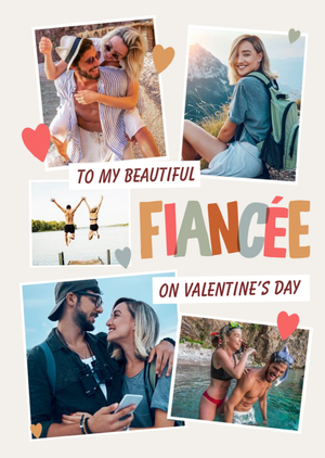 Typographic Photo Upload To My Beautiful Finacée Valentine's Day Card