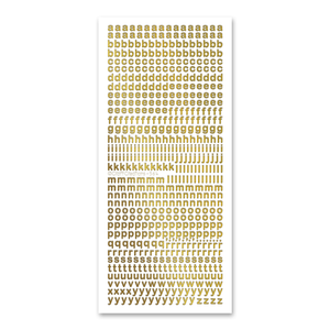 5.5mm Plain Lowercase Alphabet  Gold Self Adhesive Stickers